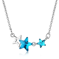 artificial blue crystal necklace female five pointed star short clavicle chain pendant necklace for women dainty gifts charms