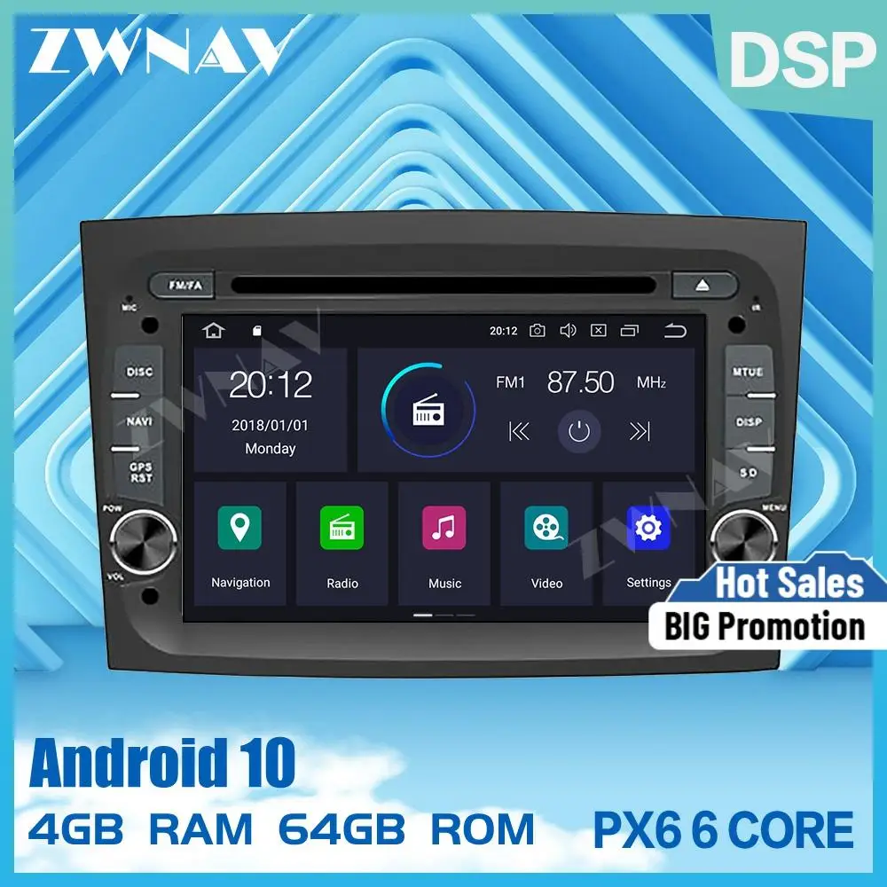 PX6 IPS 4G + 64G Android 10 0 автомобильный DVD стерео Мультимедийный Головной блок для FIAT DOBLO