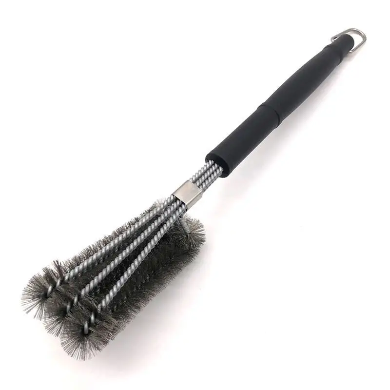 

Direct Selling 18-inch Three-head Stainless Steel Wire Brush Barbecue Brush Barbecue Grill Oven Cleaning Steel Brush Barbecue