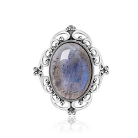 lotus fun real 925 sterling silver natural labradorite designer handmade fine jewelry vintage victorian style brooches for women