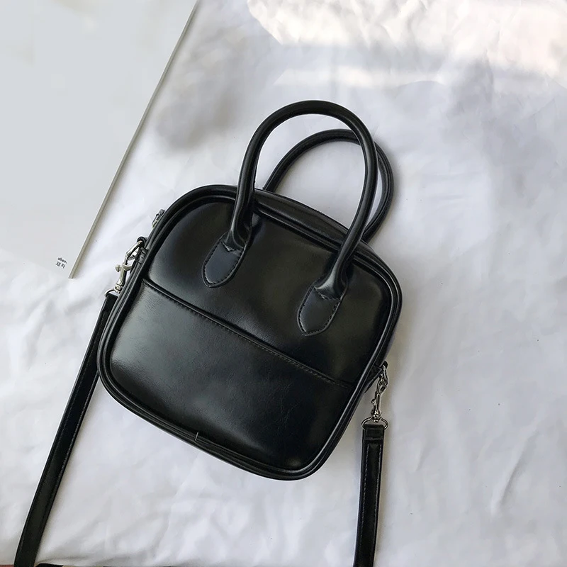 

2021 Woman Fashion Vintage Leather Handbags Totes Crossbody Bag Shoulder Messenger Bags Female Korean Solid Color Square Bag