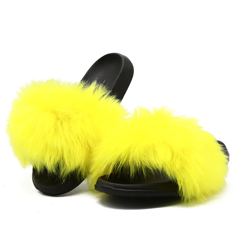 

Summwe Women Slippers Plus Size Home Casual Female Beach Wear Fashion Ladies Plush Fur Slides Flat Shoes