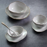 nordic ceramic tableware irregular rice bowl dessert salad bowl seasoning bowl flat plate dish dishes and plates sets