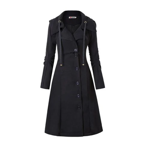 Rosetic, готический, длинный плащ, черный, тонкий, ассиметричный, с отворотом, на пуговицах, элегантный, Осень-зима, винтажное, готическое пальто, верхняя одежда