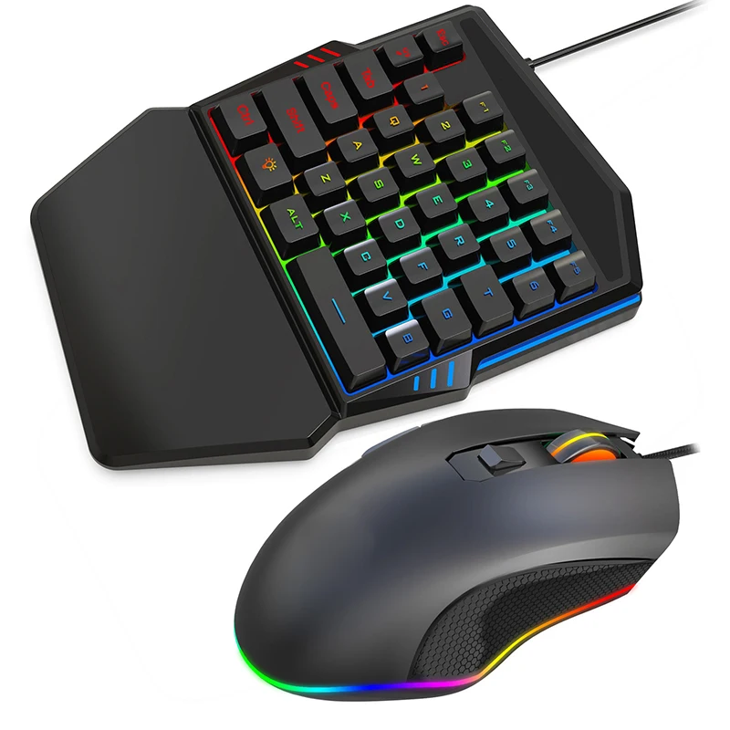 Эргономичная клавиатура мышь комбинированная для одной руки 35 клавиш Проводная