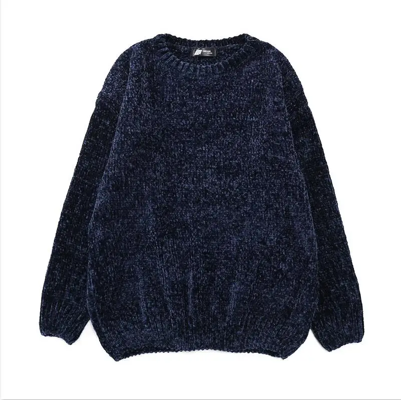 Navy blue o neck NIJIUDING толстые теплые водолазки негабаритных свитера из шенили с длинным рукавом зима осень базовые свободные пуловеры женские повседневные топы - Цвет: Navy blue o neck