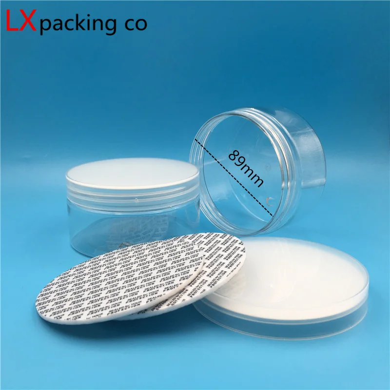 

30PCS Free Shipping 200g/ml Clear Lucency Plastic PET Empty Flat Bottle jar with Clear Screw lid Honey Pomad Cosmetic Containers