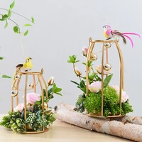 simulation floral creative bird cage ornaments wedding table decoration props shop window display with fake flowers decoration