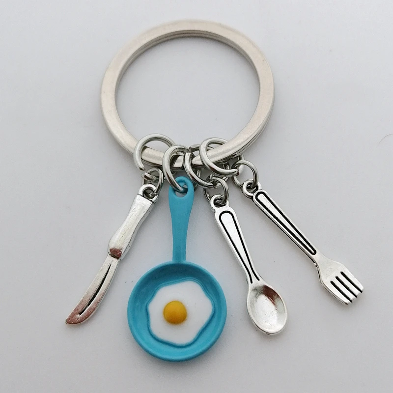 Брелок для ключей с жареным яйцом брелок жареного яйца шеф-повара кухонный