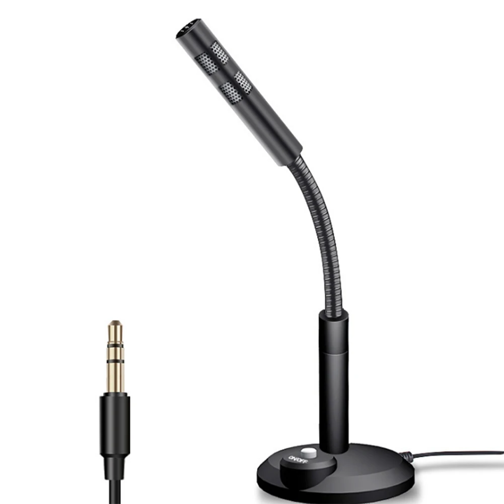 

3.5mm Jack Professional Computer Laptop Portable Desktop Microphone with Noise Reduction Universal Adjustable Angle Black Studio