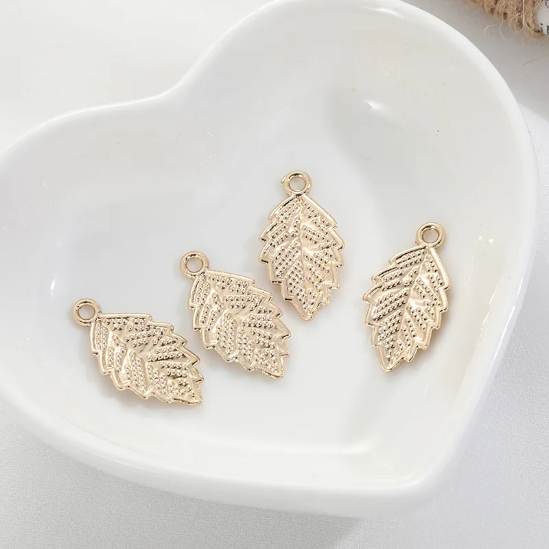 

14K bag gold color accessories three dimensional Leaf Pendant DIY Handmade Bracelet headwear Pendant Earrings