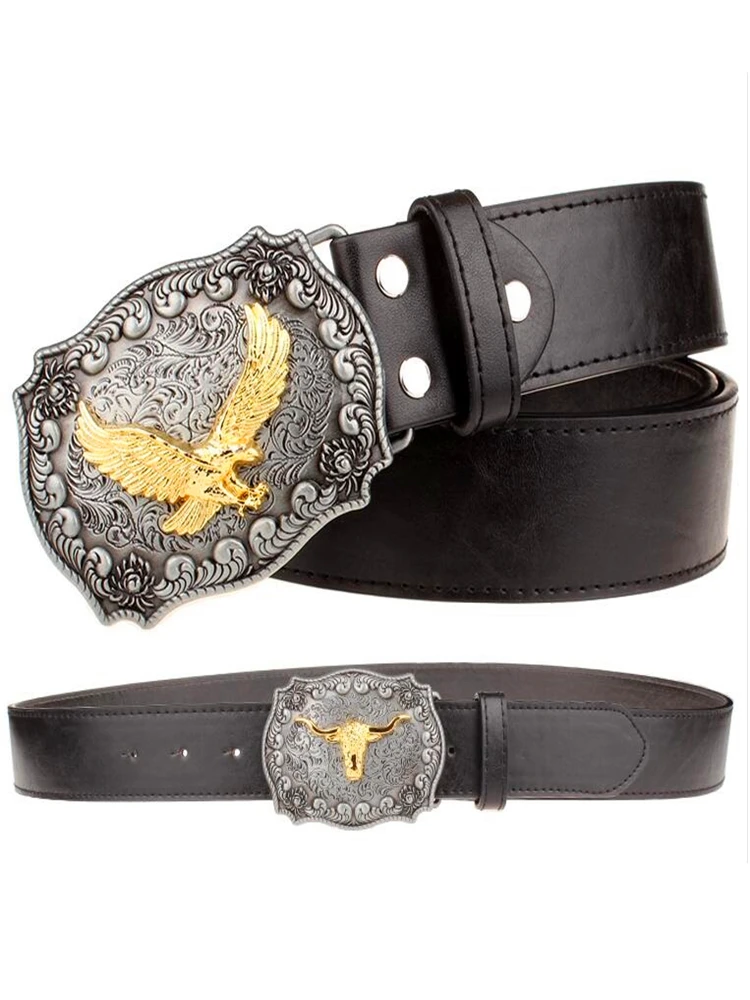 Мужской кожаный ремень с пряжкой в виде золотого орла ремни западном стиле