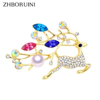 zhboruini high quality natural freshwater pearl brooch pearl deer brooch pearl jewelry for women gift accessories christmas gift