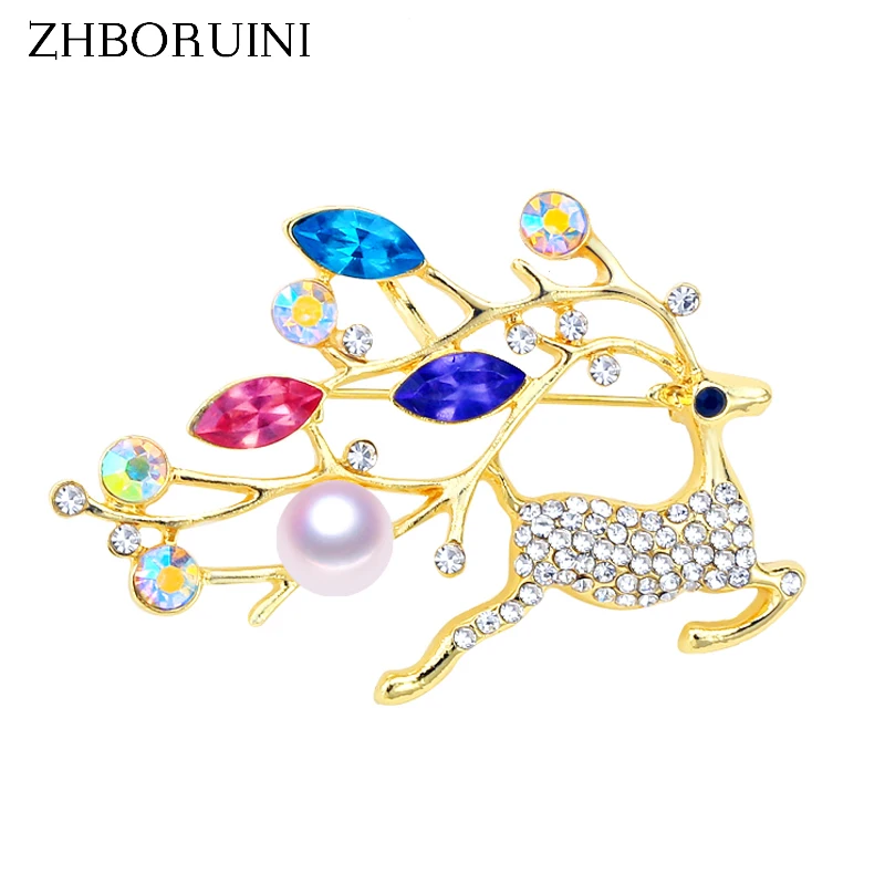 ZHBORUINI Высококачественная брошь из натурального пресноводного жемчуга жемчуг