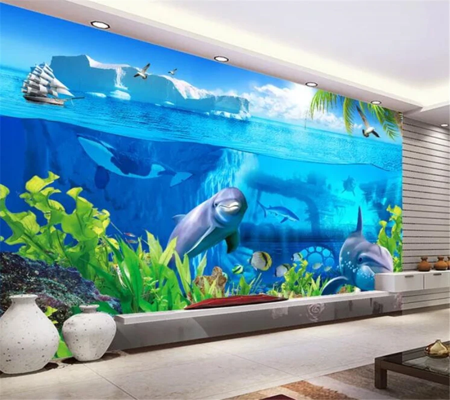 mural Custom wallpaper papel de parede Seabed iceberg sea animal world stereo 3D TV background wall papier peint behang | Обустройство