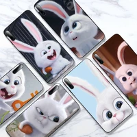 cute rabbit snowball phone case for huawei p20 p30 p40 lite2016 2017 pro smart2019 black soft case nax fundas cover