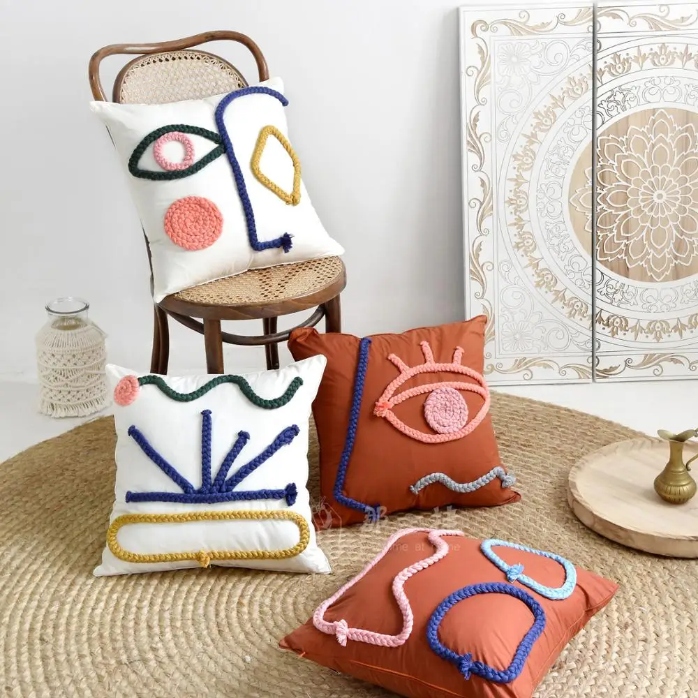 Популярная хлопковая подушка для сиденья ручной работы INS съемная декоративная