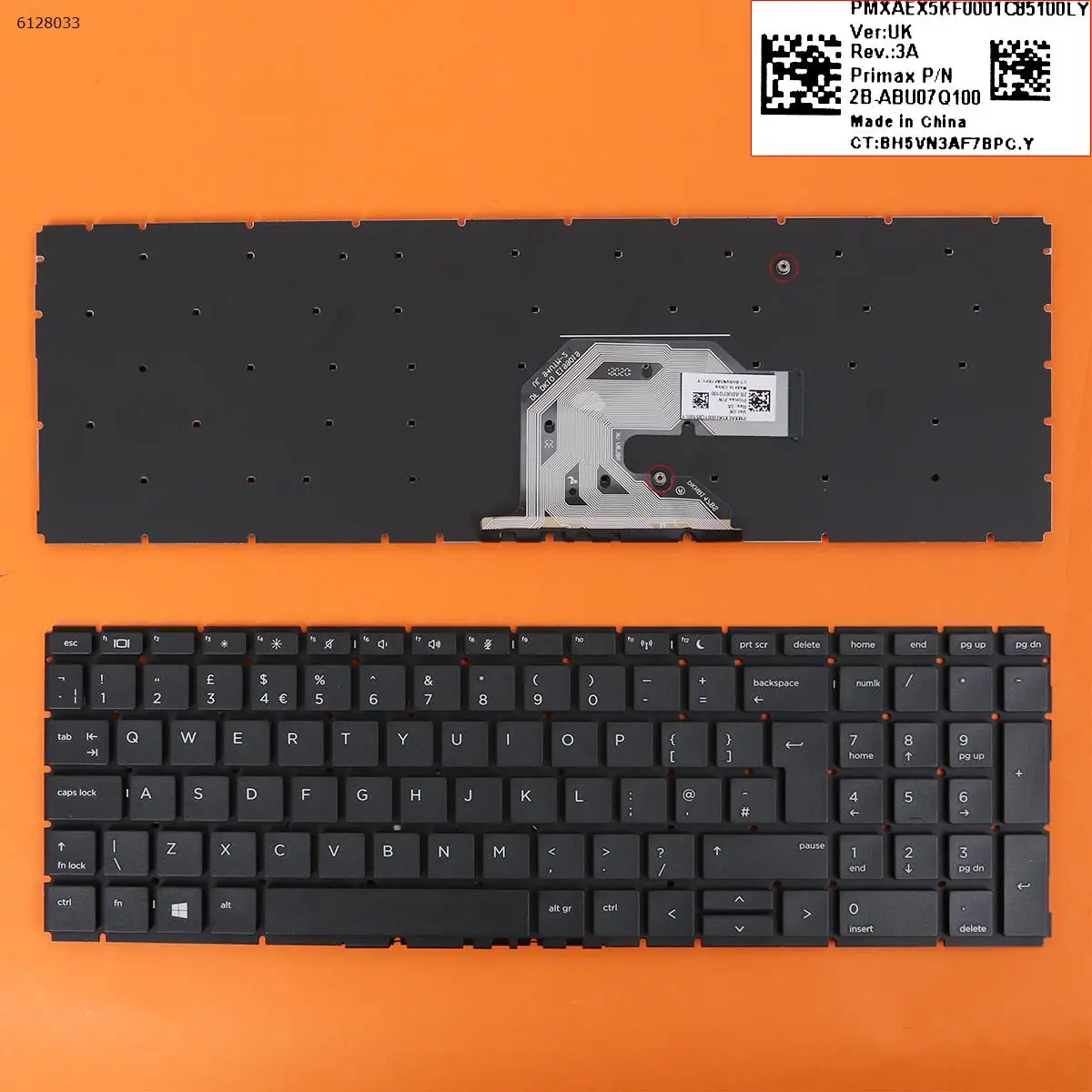 

New UK Laptop Replacement Keyboard For HP Probook 450 G6 455 G6 450R G6 BLACK Without FRAME No Backlit