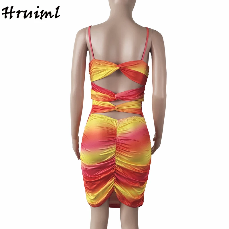 

Hot Sale Dresses for Women Party Tie-dye Printed Fashion Slim Sling Laides Dresses 2021 Backless Sexy Party Clubwear Woman Dress