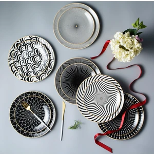 6 / 8 /10 inch tableware Phnom penh geometry tableware ceramic Dinner Plate dish porcelain dessert plate dinnerware cake plate