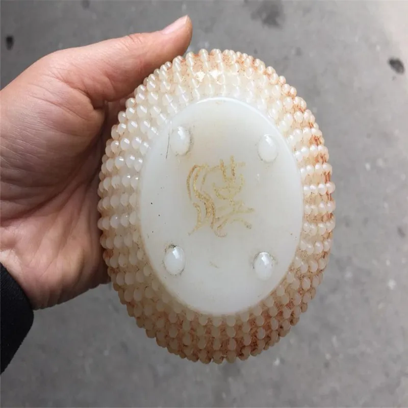 Китайские старые предметы Нефритовая чашка украшения Скульптура из сельской