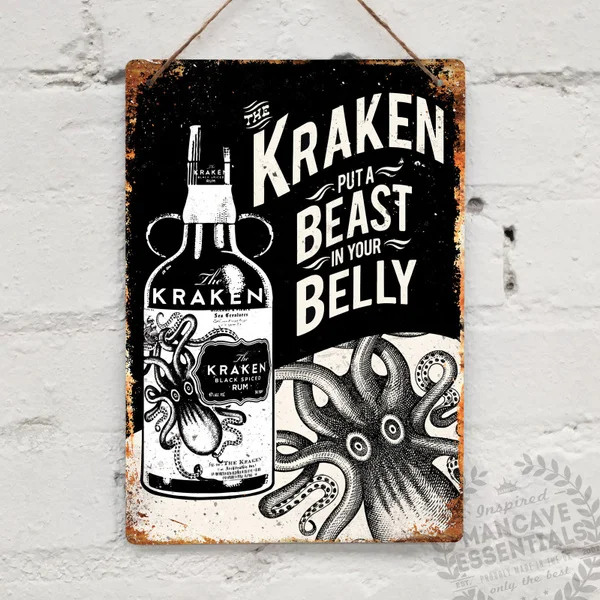 

Kraken Rum Replica Vintage Tattoo Drink Wall Sign Wall Decor