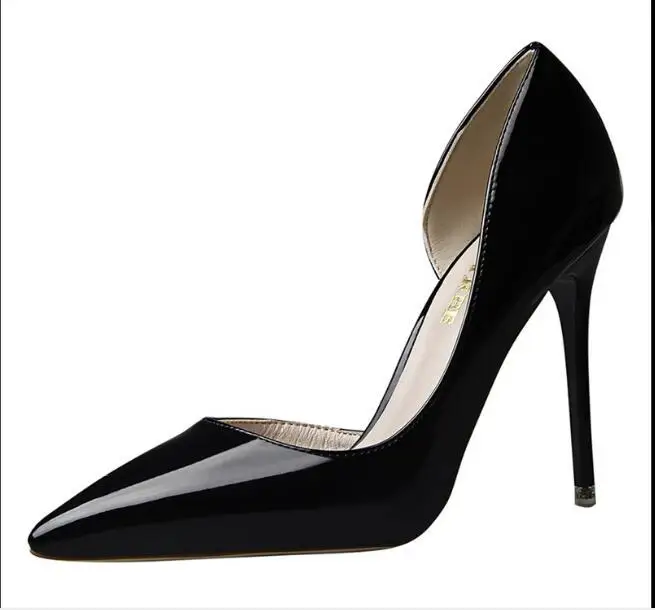 Туфли лодочки женские из лакированной кожи заостренный носок высокий каблук