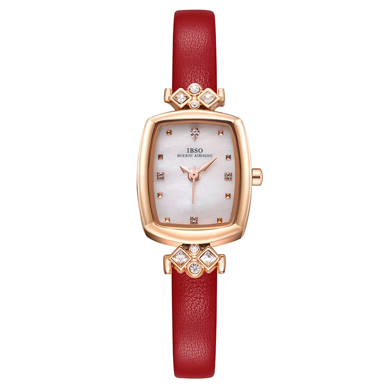 Waterproof Luxury Quartz Watch Women Golden Fashion Top Brand Designer Red Leather Strap Wristwatch Lady Shining Clock Girl Gift