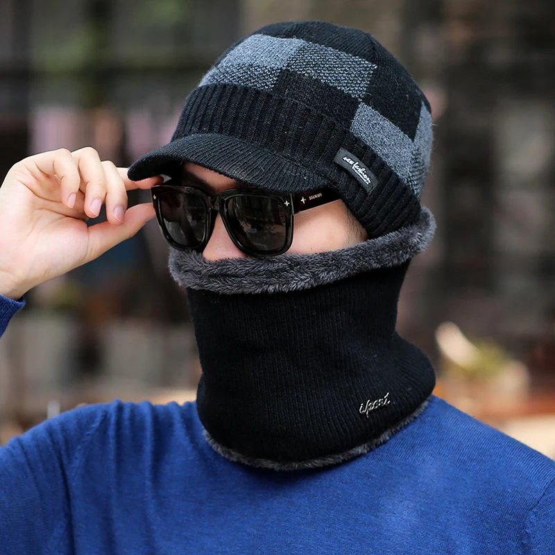 Шапки Skullies мужские зимние шапки для мужчин шарф вязаная шапка женская зимняя шапка мужская Homme Gorro Bonnet бейсболка s