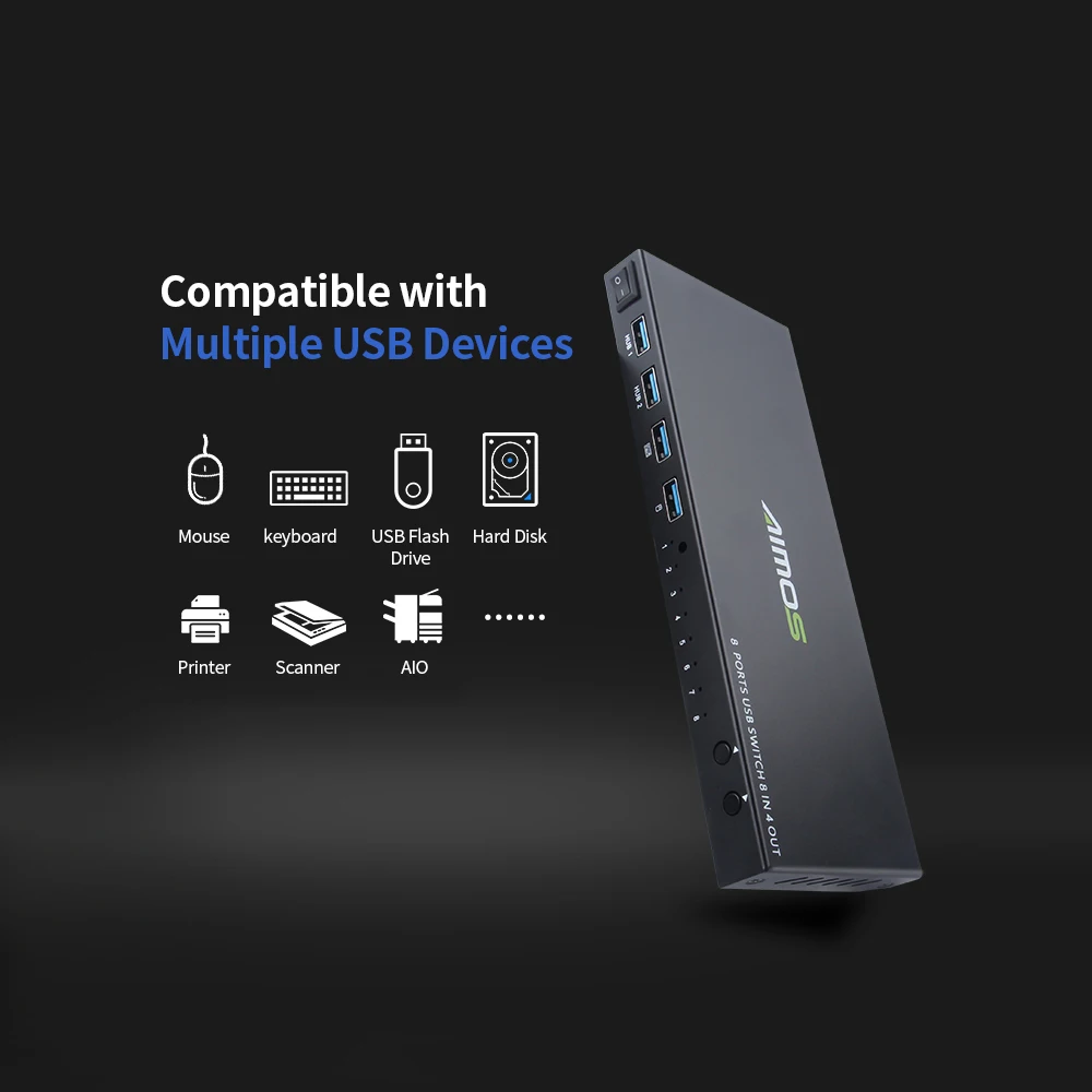 Коммутатор AIMOS USB2.0 устройство для совместного использования 8 компьютеров 4 USB