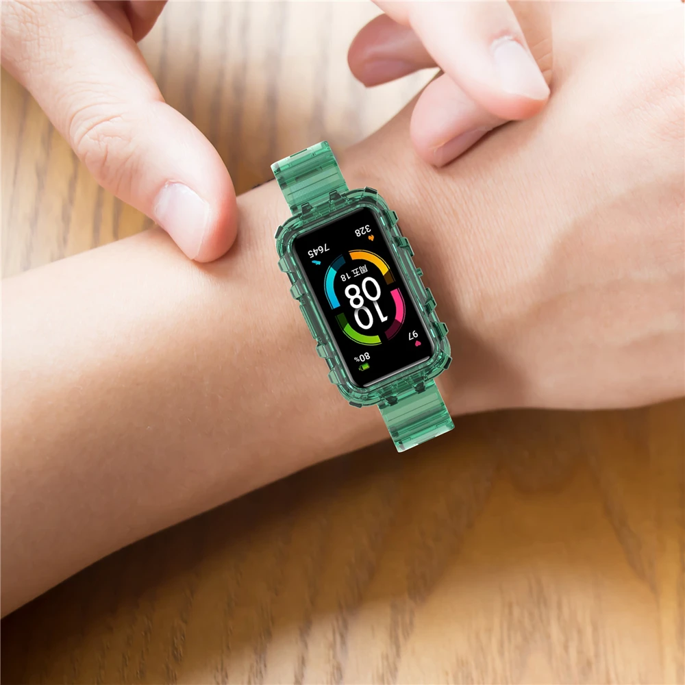 

Case+Strap for Huawei Honor Band 6 Silicone Sport Watch Band Replace Clear Transparent Wristband for Huawei Band 6 Honor Band 6