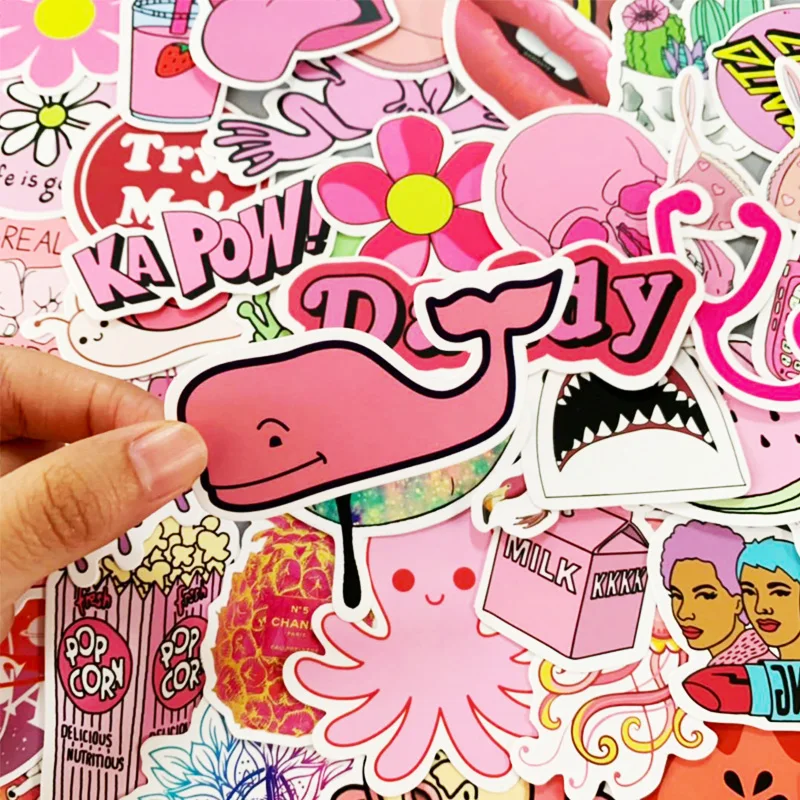 50 шт. ПВХ водонепроницаемые девушки Kawaii розовые забавные стикеры игрушки багажные наклейка для автомобиля и чемодана Мода ноутбук наклейки стикер s