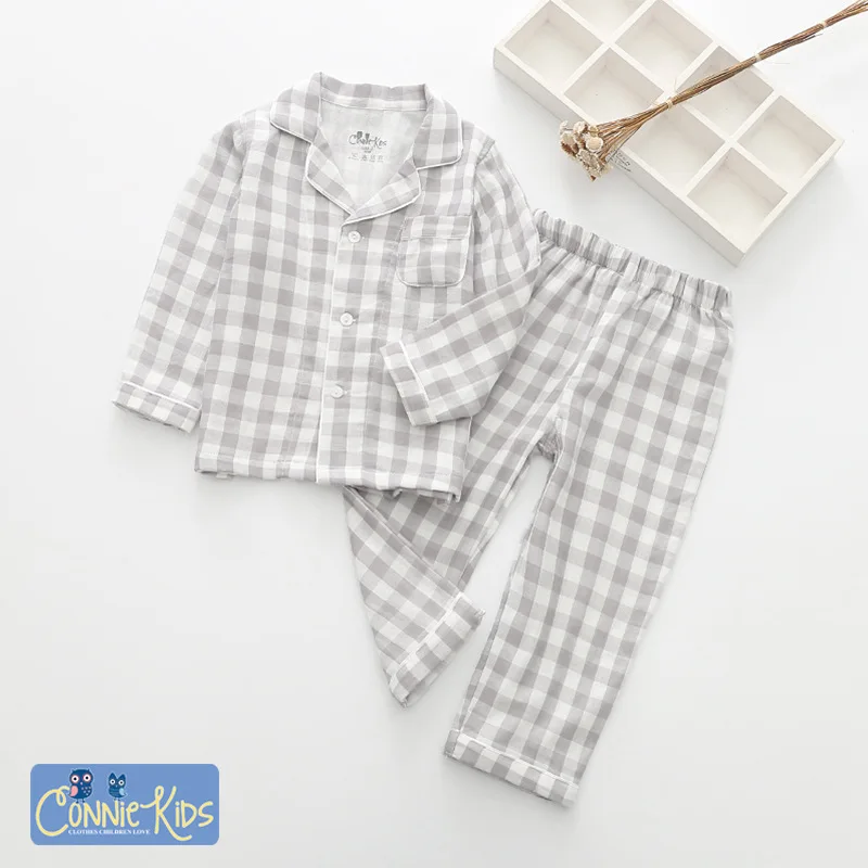 

2020 British Parent-child Pajamas Pure Cotton Coule Long Sleeved Pajamas Suit Casual Home Furnishings Family Matching Clothes