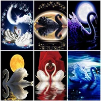 5d diy full round square drill diamond painting swan embroidery rhinestones cross stitch animals mosaic pictures home decoration