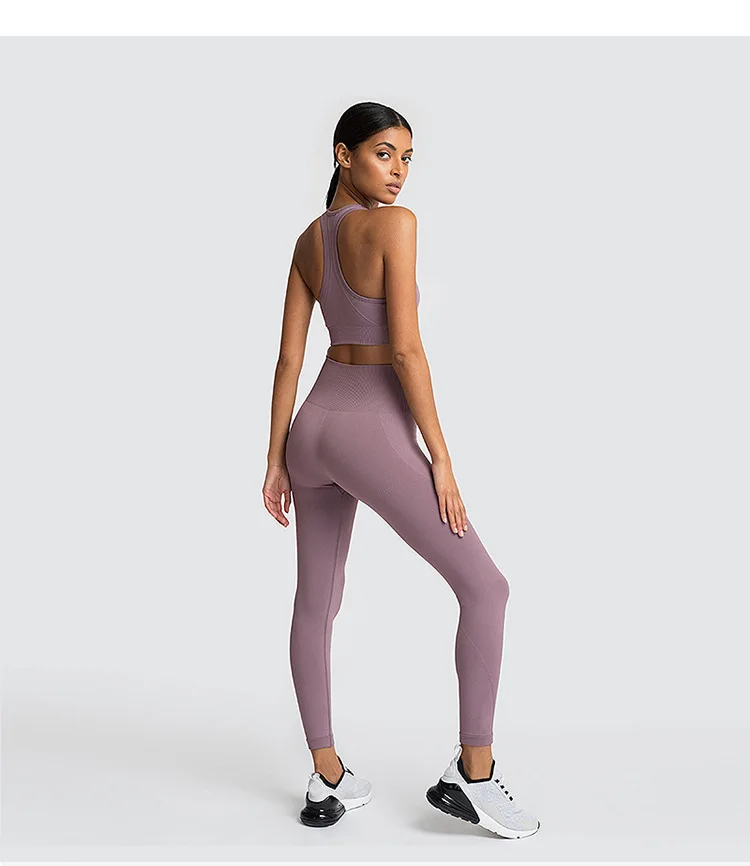 

Women's Seamless Yoga Suit Sportswear Fitness Suit Sports Bra Leggings 2 Piece Sets Gym Clothes Costume For Yoga Female 2021 Hot