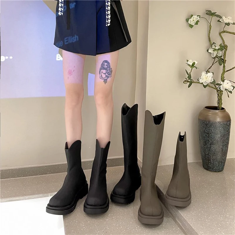Women's Boots Chunky Heel Ankle Shoes Luxury Brand High Quality Heels Fashion 2021  Female Platform Fur Botas De Mujer