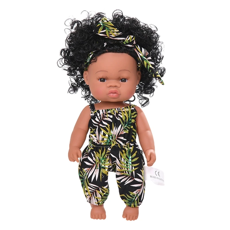 

35cm Realistic Doll Soft Body Vinyl Toddler Babies Lifelike African Girl Toys