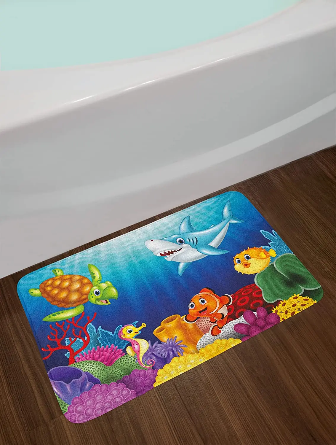 

Vintage Hawaii Bath Mat Wooden Surfboards Words About Summer Ocean and Swimming Flower Design Plush Non Slip Bathroom Decor Mat