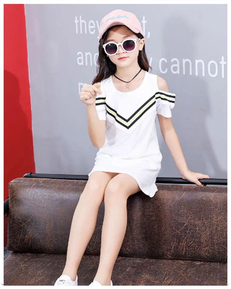 Kids Dresses for Girls Cotton Strapless Patchwork Fashion Girl Summer Dress 3 4 5 6 7 8 9 10 11 12 Years Children Teen Clothing | Детская