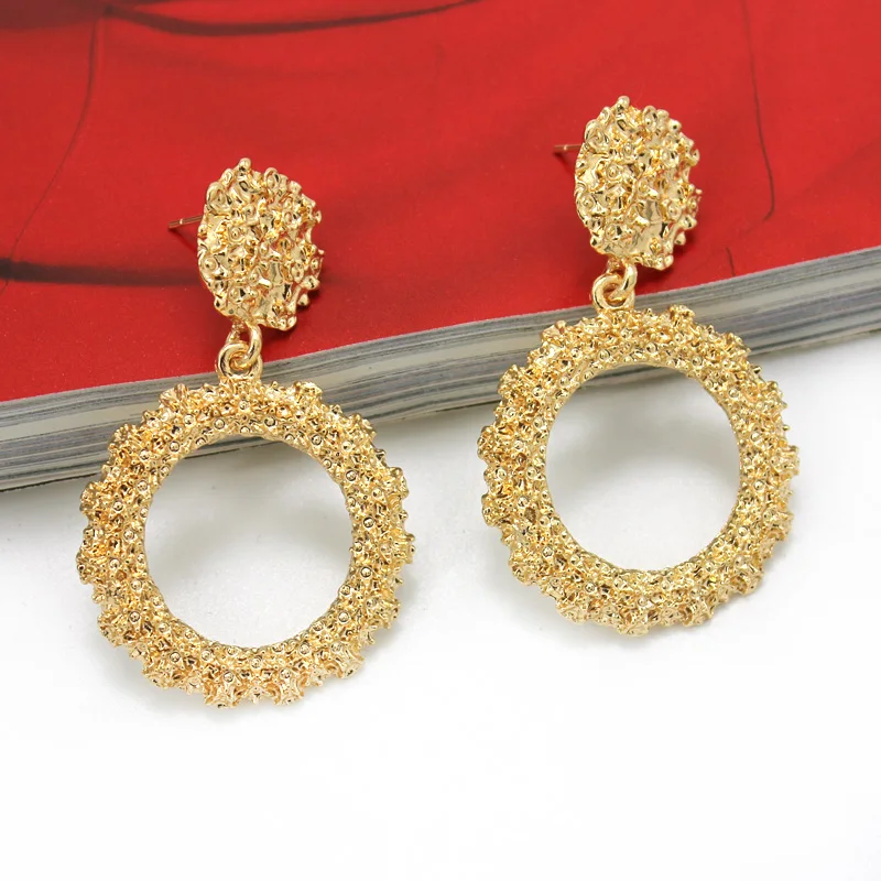 Модные большие металлические серьги для женщин винтажные геометрические