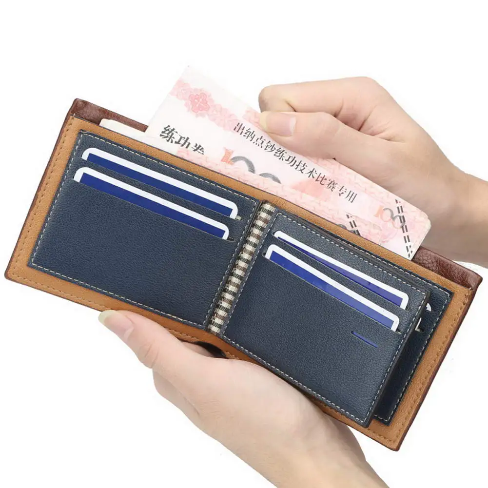 Хит двойной кошелек для мужчин из искусственной кожи тонкий держатель карт