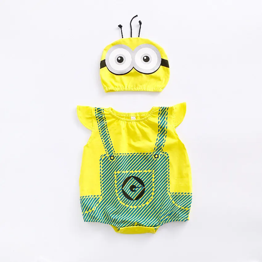 Minion Платье с рисунком для новорожденных; тонкий летний комбинезон без рукавов в китайском стиле «Wukong», «Человек-паук», «Бэтмен», «унисекс»; Комбинезон для маленьких мальчиков; Комплект комбинезонов - Цвет: Minion