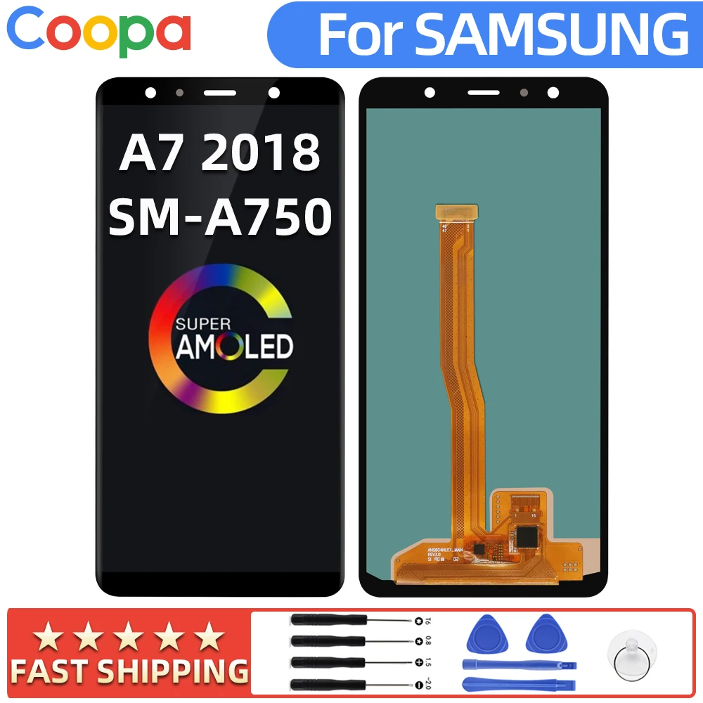 Оригинальный 6 0 &quotSuper AMOLED ЖК дисплей для SAMSUNG Galaxy A7 2018 A750 A75F SM A750F с сенсорным