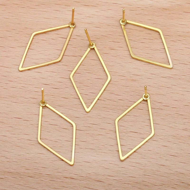 50 шт. металлическая медная Геометрическая Серьга золотая серьга-гвоздик с