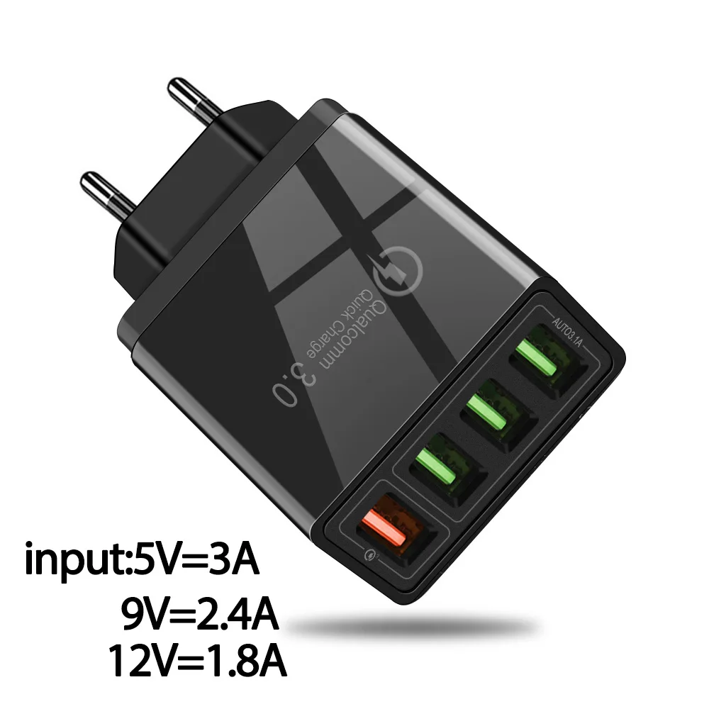 BLACK-EU Мульти USB зарядное устройство 48 Вт PD Быстрая зарядка 3,0 двойной USB разъем типа C Зарядка для xiaomi redmi note 7 MacBook Air samsung Быстрое зарядное устройство - Тип штекера: BLACK-EU