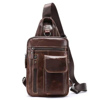 men chest pack genuine leather shoulder strap back bags leather travel men crossbody bag messenger vintage ipad chest bag