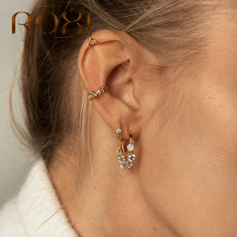 ROXI бренд класса люкс с изображением крестообразной Звезды Луна кристалл серьги в