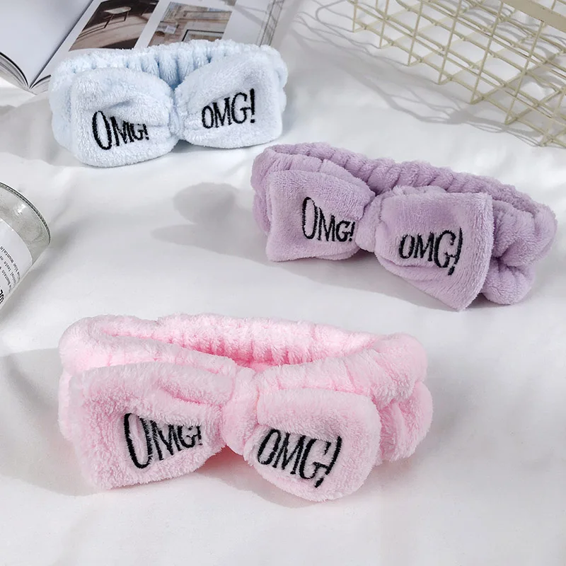 Новинка мягкие бантики из кораллового флиса с надписью OMG для женщин и девочек