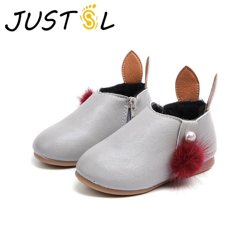 Новые осенние ботинки для маленьких девочек с милыми заячьими ушками детская