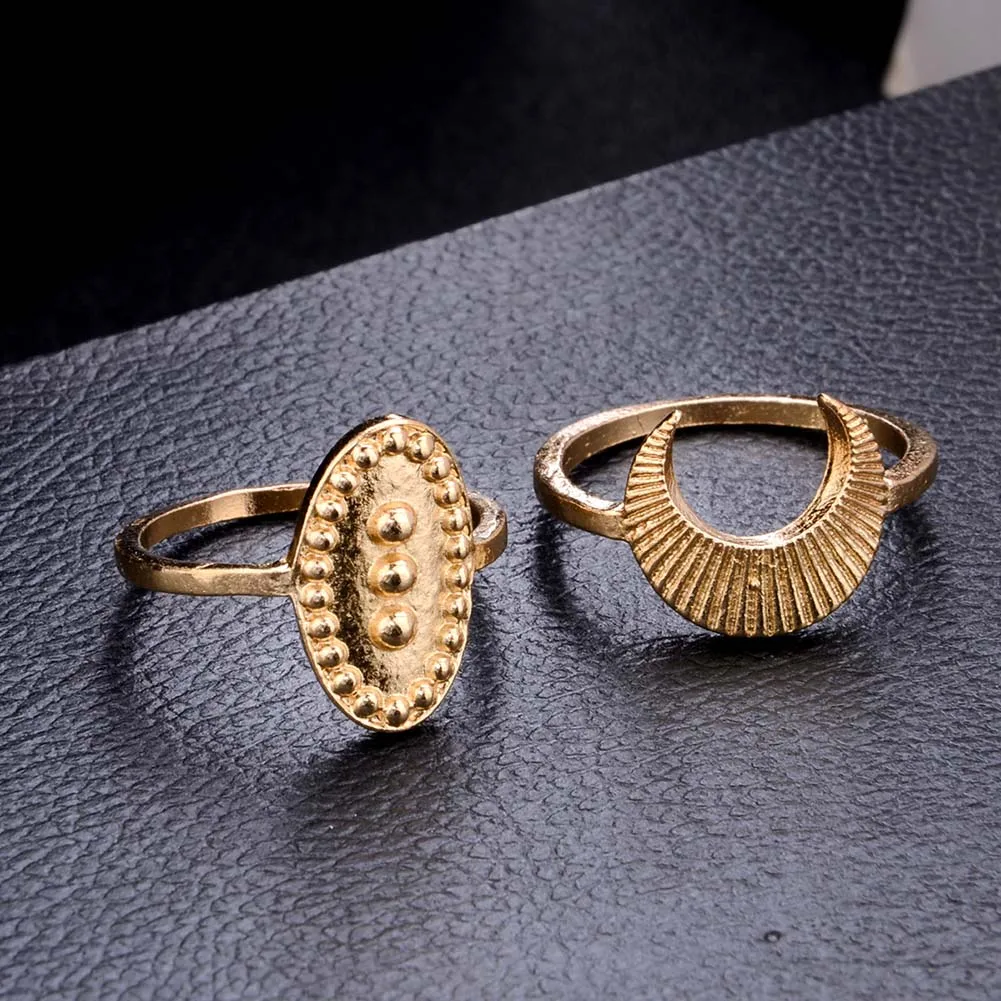 5 шт./компл. богемное женское овальное резное штабелируемое кольцо в форме Луны